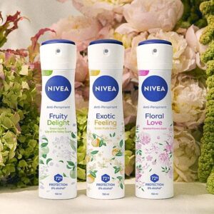 Nivea Exotic Feeling дезодорант спрей 150 мл с 72 часа защита от изпотяване и екзотичен плодов аромат.