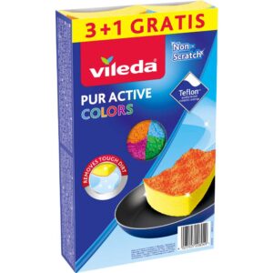 Vileda Ondattiva Colors домакински гъби 4 броя за деликатно почистване без надраскване