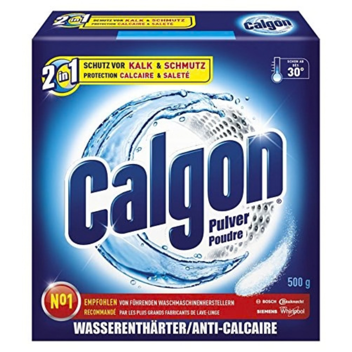 Calgon 2в1 прах против котлен камък за перални 500гр