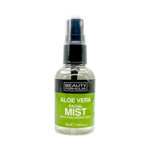 Beauty Formulas Алое и Хиалурон спрей за лице 50 мл с алое вера, хиалуронова киселина и провитамин B5 за хидратация, освежаване и успокояване на кожата.