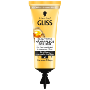 Gliss SOS Oil Nutritive терапия за коса 15 мл за суха и изтощена коса с масло от марула и подхранваща формула.