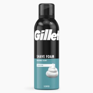 Gillette Original пяна за бръснене 200 мл – кремообразна пяна за гладко и комфортно бръснене, която омекотява косъмчетата и улеснява плъзгането на самобръсначката.